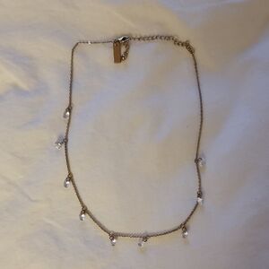 INC dangly Faux Diamond And Gold Necklacw